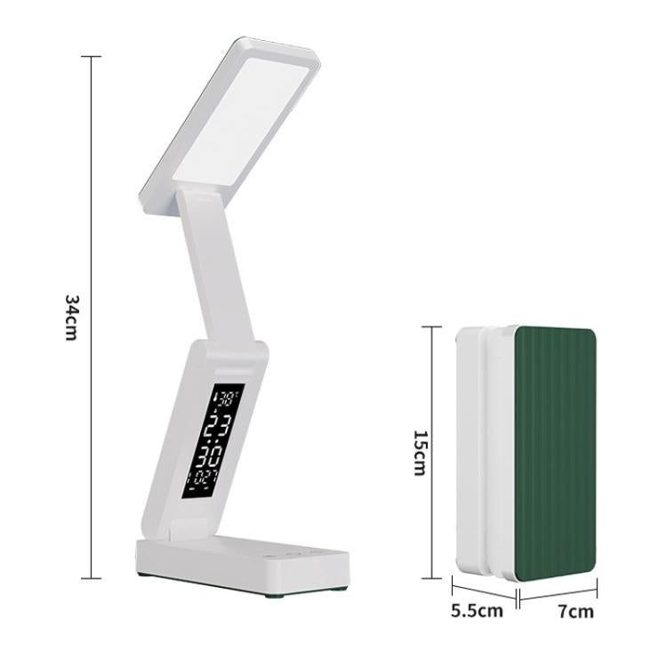 Rechargeable folding desk lamp with digital clock display and adjustable light