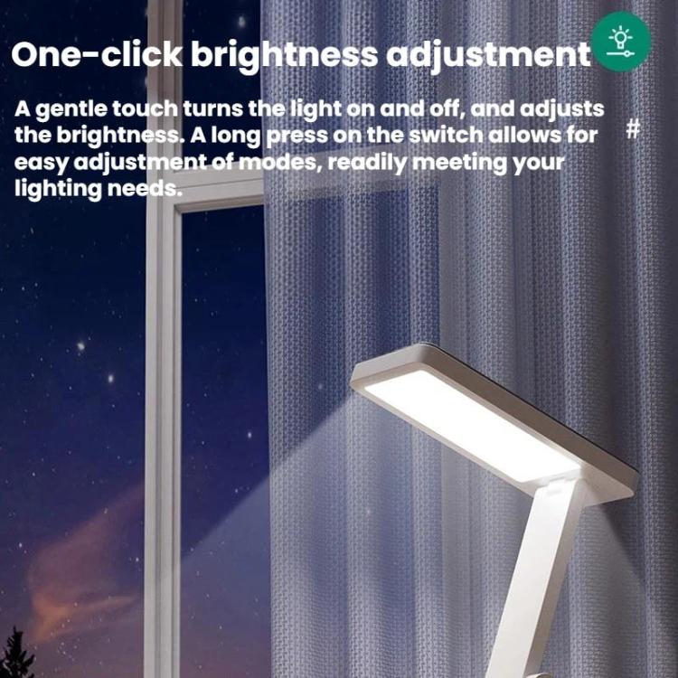 White desk lamp with one-touch switch and overhead folding light head