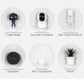 Triangular corner shelf for security cameras with feature icons