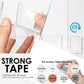 Clear triangular corner shelf installation using tape on transparent panels