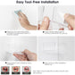 Tool-free installation of clear triangular corner shelf using double-sided tape