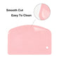 Plastic dough scraper with pink curved blade and round hanging hole
