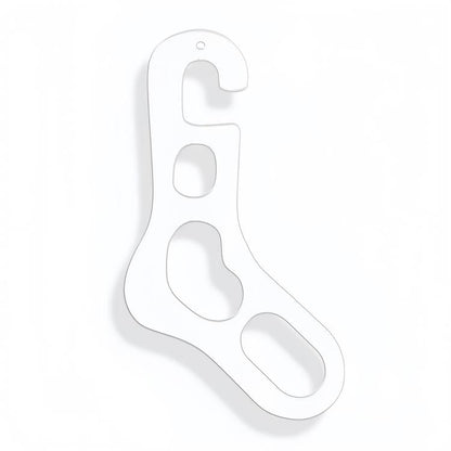 Acrylic sock storage rack holder with three U-shaped sock slots and hanging loop