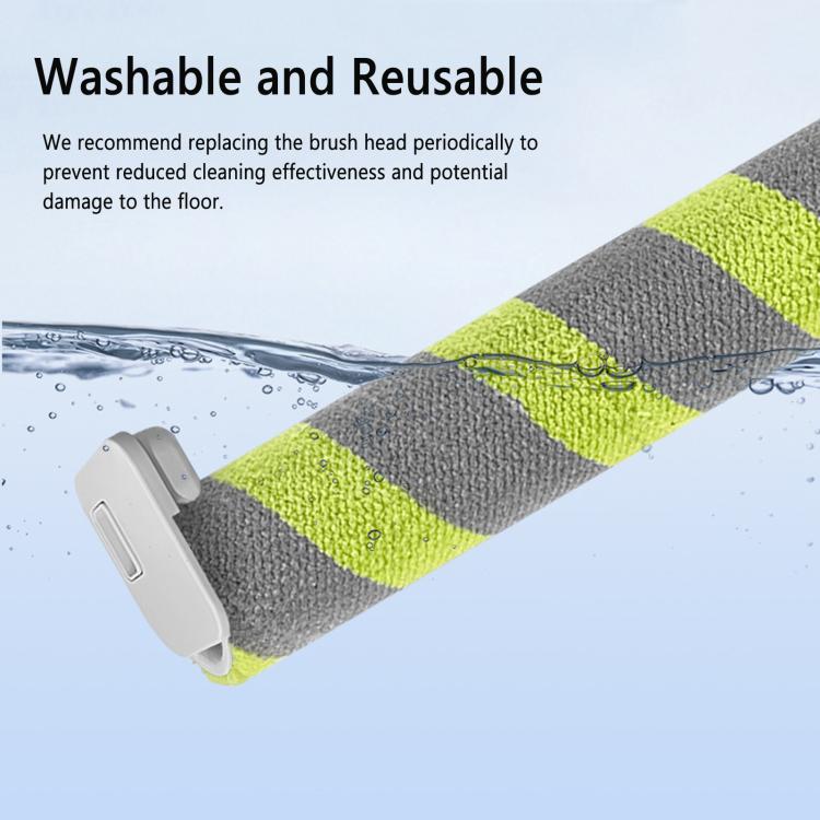 Striped roller mop replacement pad, gray and lime-green textured microfiber roller