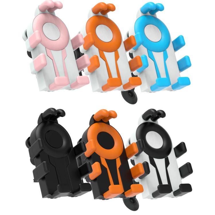 Four color motorcycle phone mount brackets: pink, orange, blue, and black