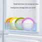 LsCook transparent refrigerator storage containers with colorful lids, stacked inside the fridge
