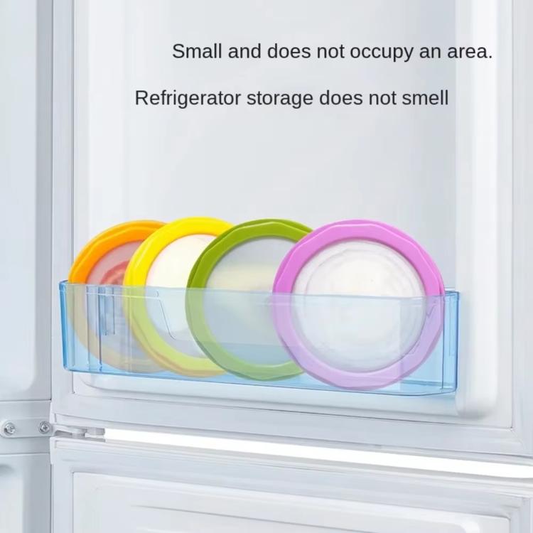 LsCook transparent refrigerator storage containers with colorful lids, stacked inside the fridge