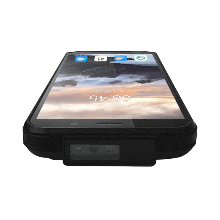 Rugged handheld barcode scanner PDA with touchscreen display and protective base