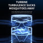 Mosquito killer turbine housing with transparent chamber and blue airflow effect