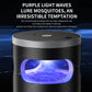 Top view of mosquito killer unit with purple light window on dark body