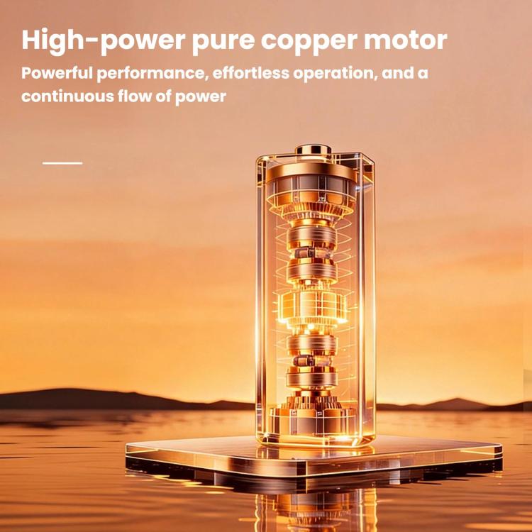 Electric grill cleaner motor cutaway illustration with copper core and glowing coils