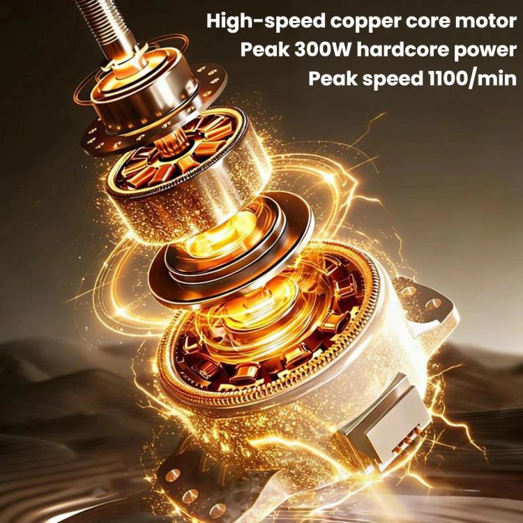 Electric grill cleaner motor illustration with high-speed copper core and sparks