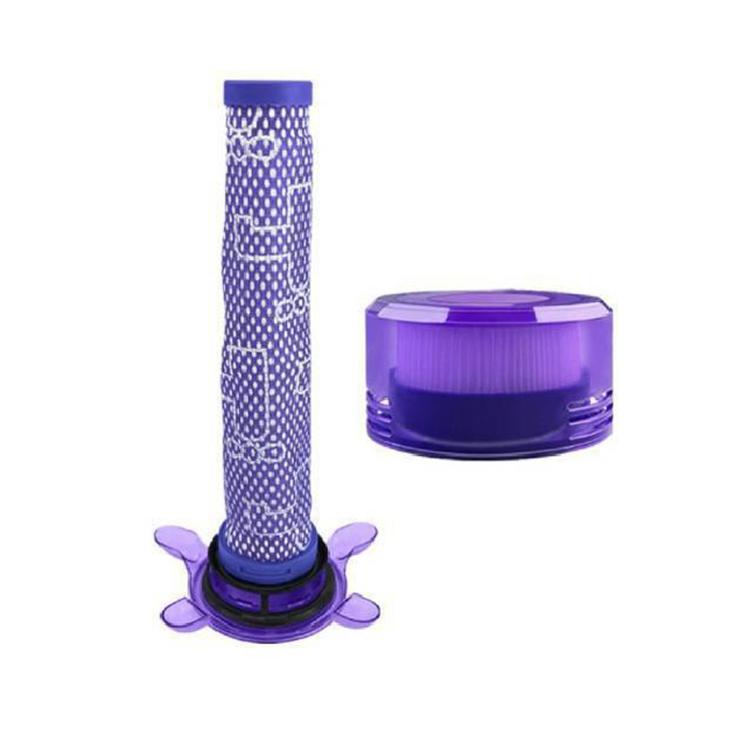 Purple post-filter and long filter cartridge with white patterned surface