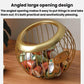 Gold coffee capsule storage rack with angled oval opening and wire basket