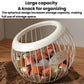 White coffee capsule storage rack with oval handle and wire basket