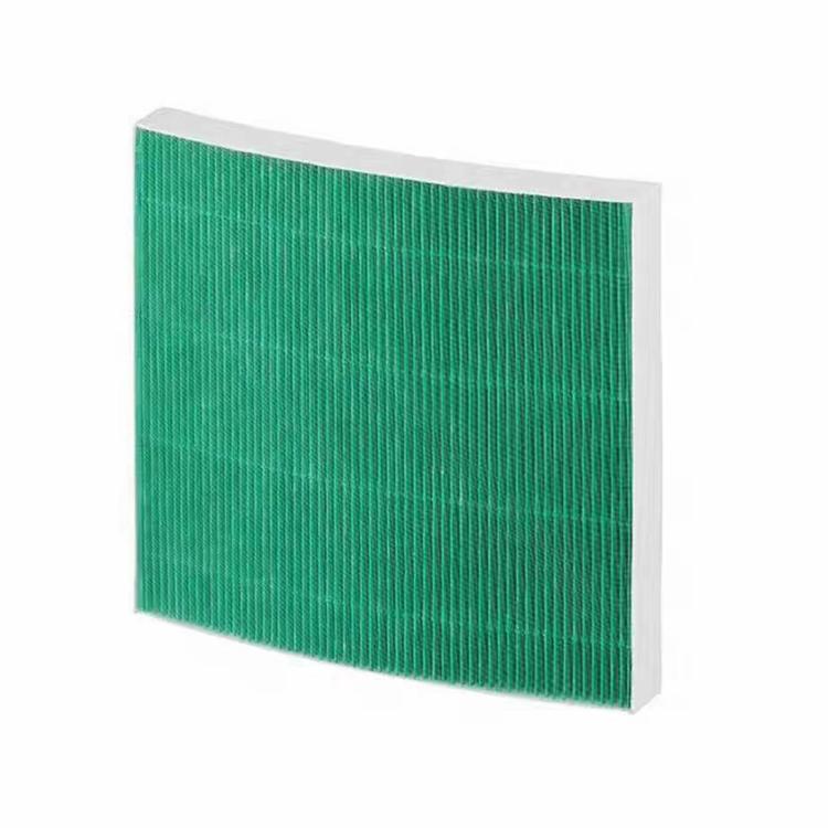 Green pleated dehumidifier filter with white border frame