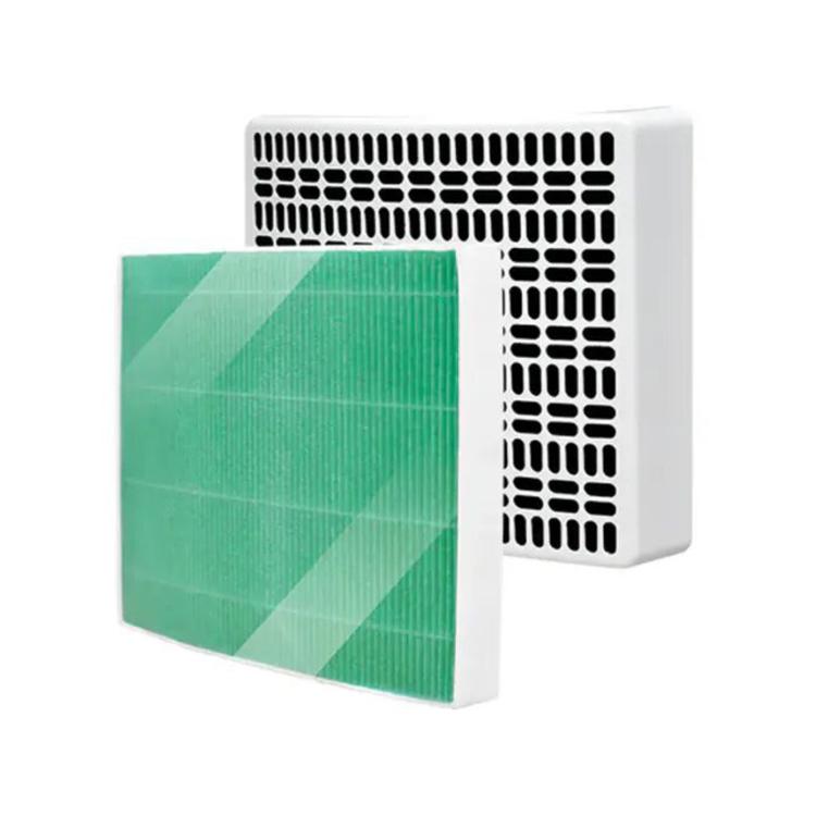 Green pleated filter with white vented outer case panel