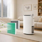 Dehumidifier accessory set: green pleated filter and white vented panel