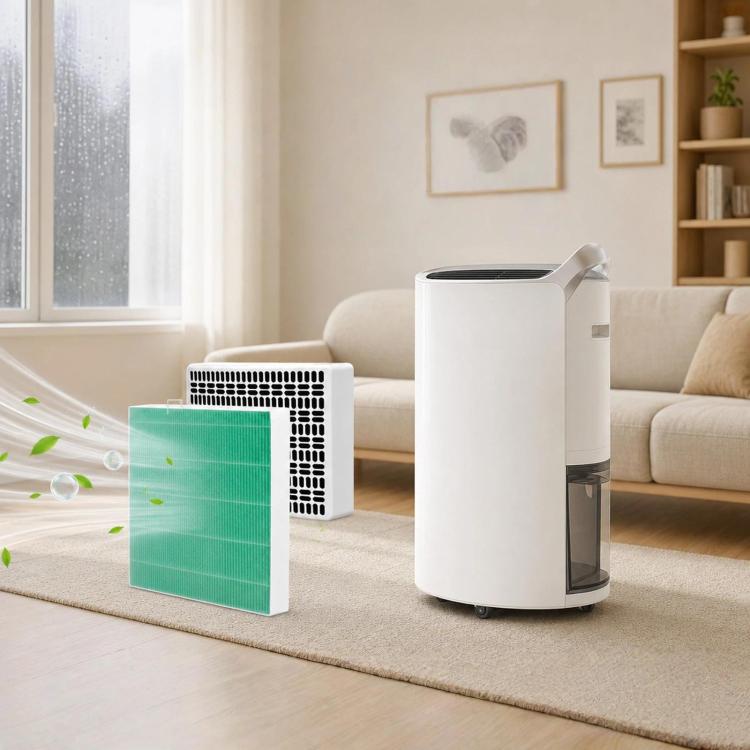 Dehumidifier accessory set: green pleated filter and white vented panel