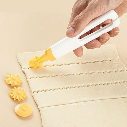 LsCook 4-in-1 decorative roller cutter set, white handle with yellow cutting wheel