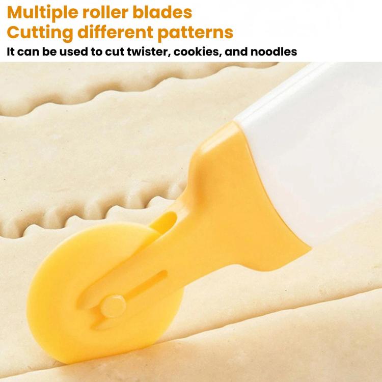 LsCook roller cutter rolling ridged pattern cut along a dough sheet