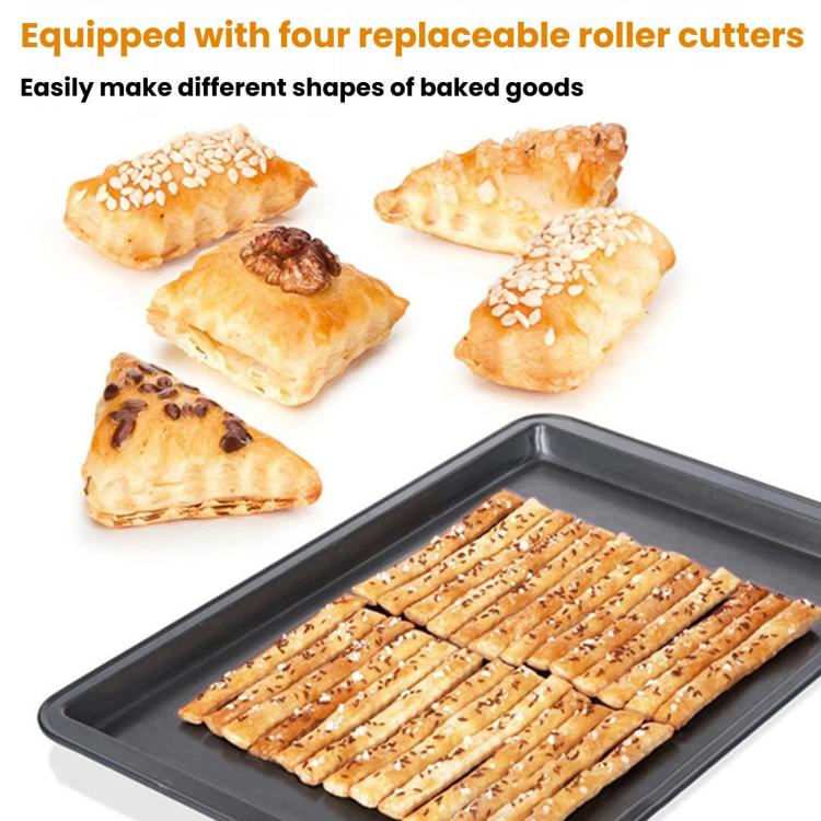 LsCook 4-in-1 roller cutter set with four replaceable wheels for shaped pastries
