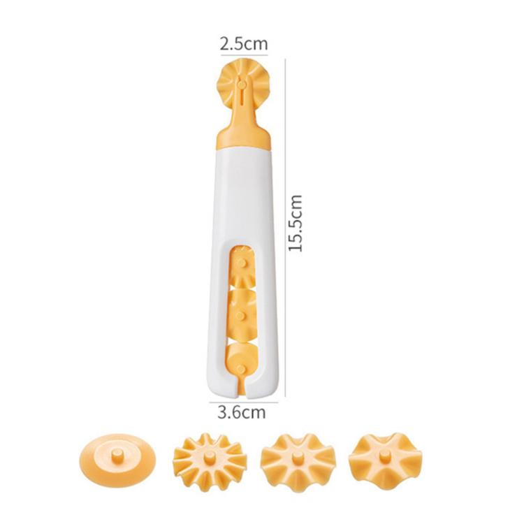 LsCook 4-in-1 roller cutter set with four patterned discs and white handle