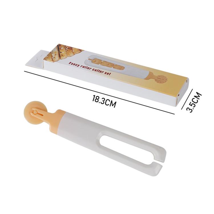 LsCook decorative roller cutter set retail box with white handle and yellow wheels