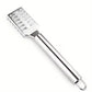 Stainless steel fish scaler with square head and rows of scraping teeth, chrome finish
