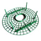 Green round grid fruit cradle with angled bars and short support legs