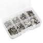 Tubular bare crimp terminal assortment in a clear organizer tray, silver pieces