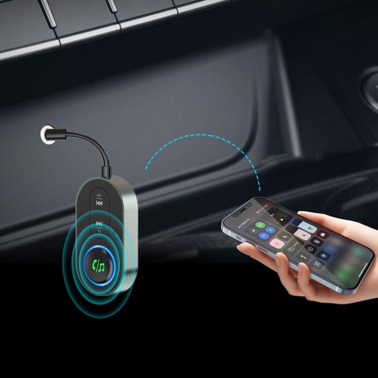 Car Bluetooth audio transmitter receiver adapter with remote control button LED ring