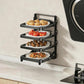 Black 4-tier foldable food prep rack with four trays and side handles