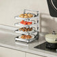 Black 4-tier foldable food prep rack with four shelves for meal prep