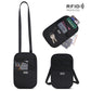 Black RFID passport card holder pouch with crossbody strap, dark gray accents, key hook