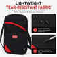 Black lightweight RFID passport holder with red diagonal stripe and smooth zipper