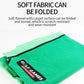 Green foldable golf target mat with black flannel logo patch on the fabric