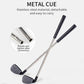 Golf target mat accessory: two stainless cue sticks with black foam club heads