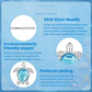 Silver-tone turtle stud earrings with blue gemstone on a decorative setting