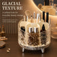 Glacial texture makeup organizer with cream interior slots and open central brush holder
