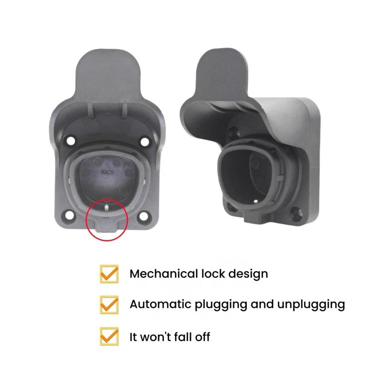 EV charging cable socket holder with front opening and mechanical locking area