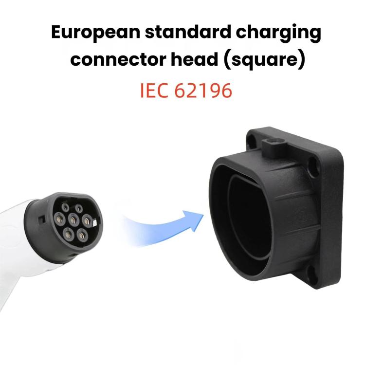 Type 2 EV charging head holder bracket with front circular charging port