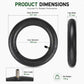 Black inner tube ring with straight valve stem and printed size diagram