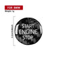 Round “START ENGINE STOP” sticker for BMW, black carbon plaid design with diameter markings