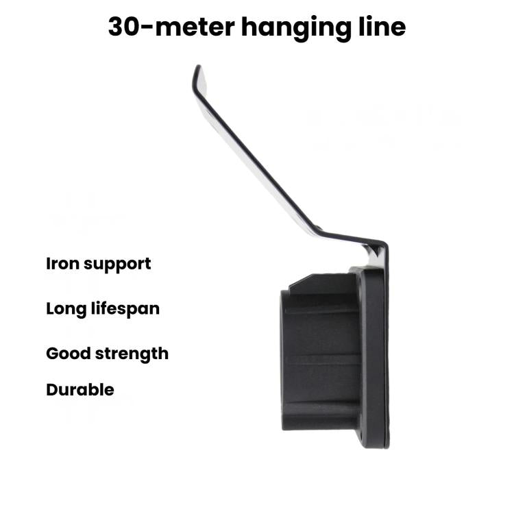 J1772 EV charging cable holder with long support arm for hanging installation.