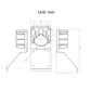 J1772 EV charging cable holder line drawing with mm dimensions and mounting holes.