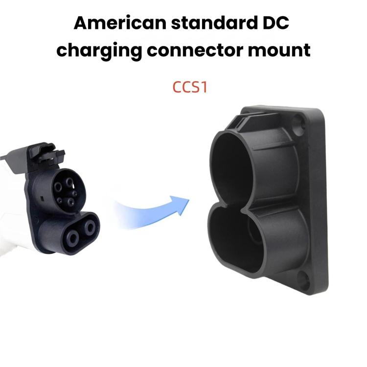CCS1 DC EV charging connector mount bracket with dual port holder and wall plate