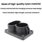 Black CCS1 DC EV charging connector holder with recessed channels on base plate