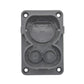 Gray CCS2 charging connector wall bracket with front opening and mounting holes