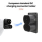 CCS2 charging connector holder showing socket opening and cable connection